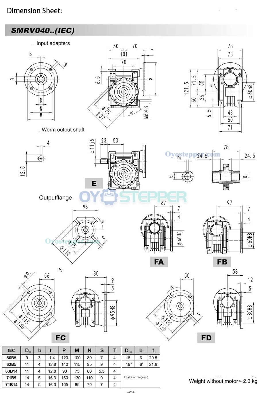RV040 Round Worm Gearbox Speed Reducer Ratio 5:1 10:1 20:1 30:1 40:1 Input 14mm 71B14/71B5
